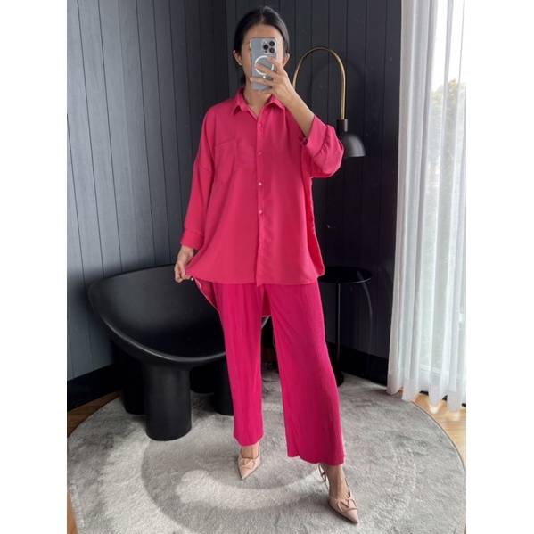 Kemeja Oversized / Crinkle Serat Kayu / JC 000 (Harga utk 4 PTG)