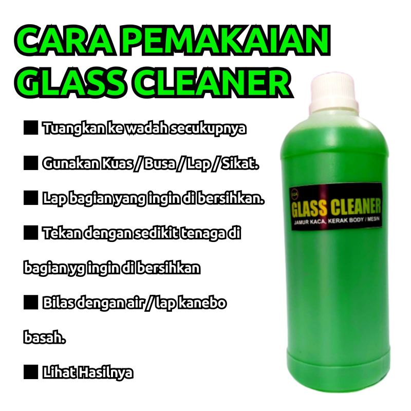 GLASS CLEANER Obat Jamur Kaca , Body Mobil Motor Penghilang Kerak 1 Liter