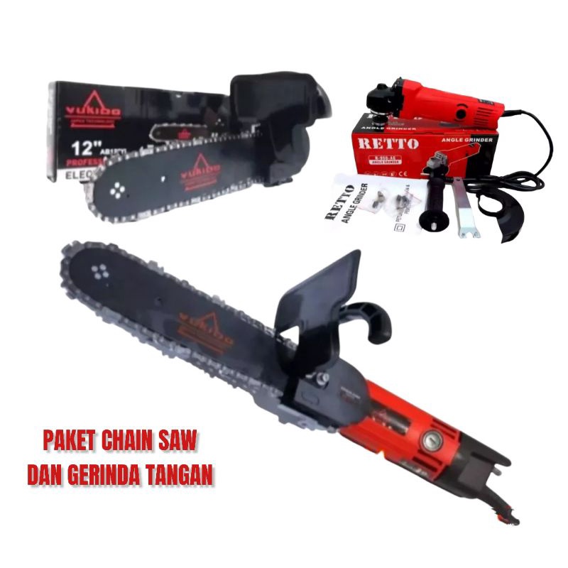 Paket komplit gerinda chainsaw mini mesin gerinda plus converter chain saw gergaji potong TERMURAH