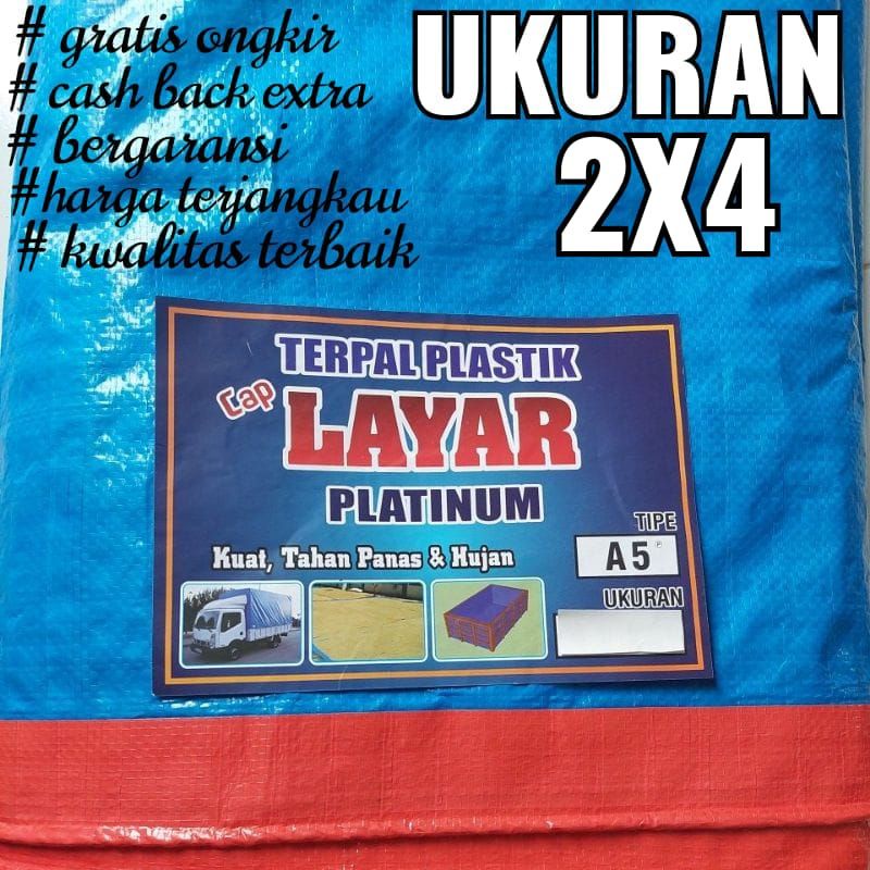 TERPAL PLASTIK A5 UKURAN 2x4 CAP LAYAR