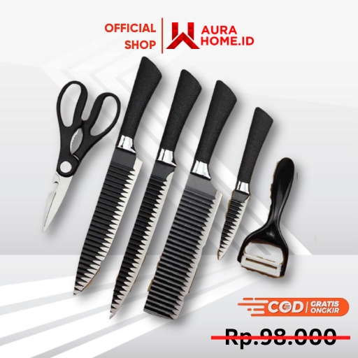 Pisau Dapur 6in1 Gunting Peeler Pengupas Buah Multifunction Set Lengkap / Alat Pengupas Kupas Buah S
