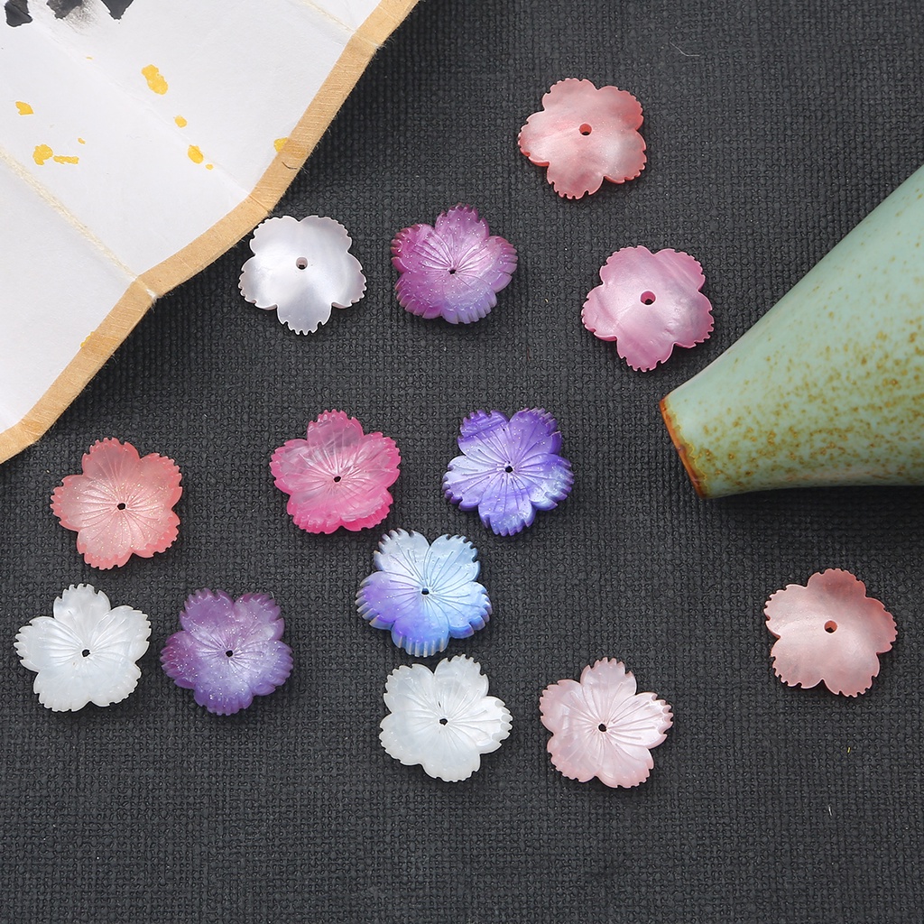 10 Pcs Imitasi Shell Plastik Plum Blossom 19 Mm Bunga Bentuk Spacer Manik-manik untuk DIY Membuat Perhiasan Jepit Rambut Gelang Aksesoris