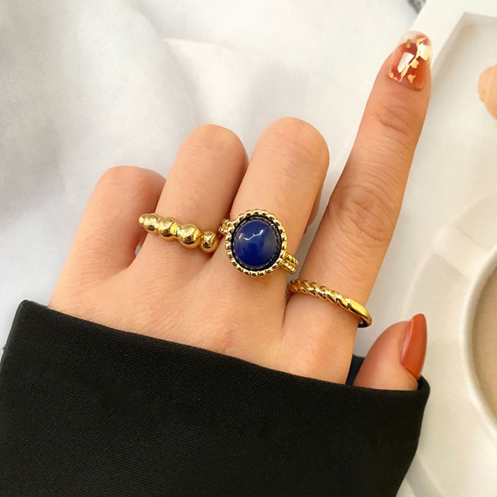 Needway  Geometric Women Finger Ring Personality Rings Set Korean Style Rings Trendy Chain Punk Creative Frog Crystal Portrait Coin