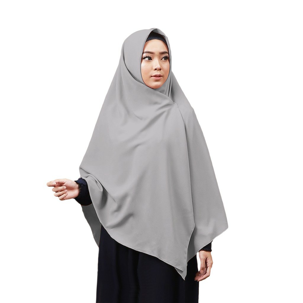 TERMURAH JILBAB SEGI EMPAT 150 X 150 / jilbab jumbo wolfis syari 150 / hijab kerudung jumbo grade A-SILVER