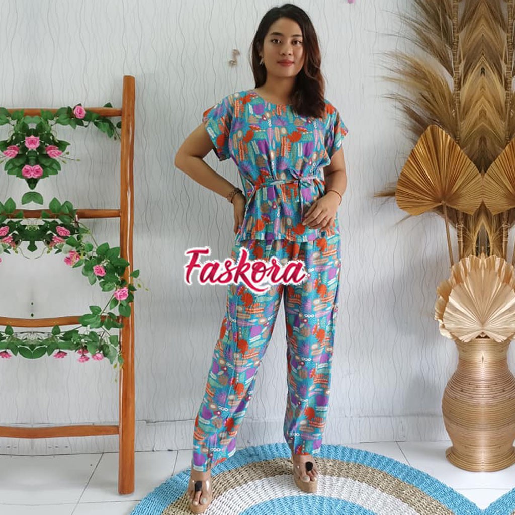 One Set Jumbo Wanita Kekinian Tanaman Laut / One Set Rayon Jumbo Murah / Set Jumbo Rayon Tanaman