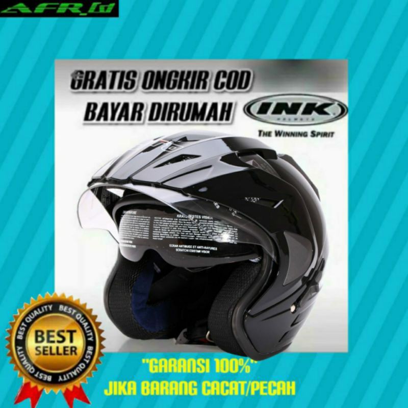vx32u Helm Half face INK Kw Super Topi Double Visor Helem Hlem Pria Dewasa SNI Murah