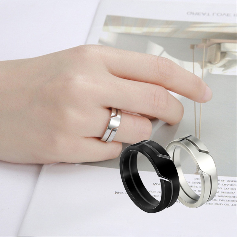 Cincin Jari Minimalis Bahan Stainless Steel Warna Silver Untuk Pasangan