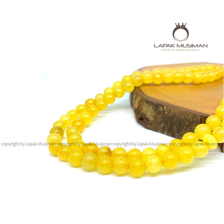 [Bayar di Tempat] Tasbih Batu Giok Kuning Yellow Calcite Asli Natural 99 Butir