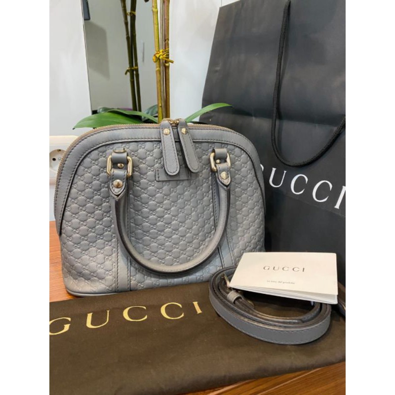 PRELOVED - Gucci Microguccisima Mini dome satchel grey