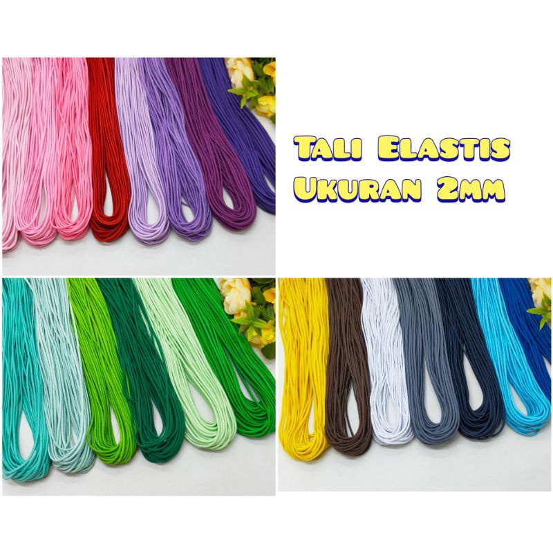Tali Elastis 2mm Tali Karet Elastis Warna 2mm Tali Karet Bulat Tali Kur Elastis Tali Karet Masker