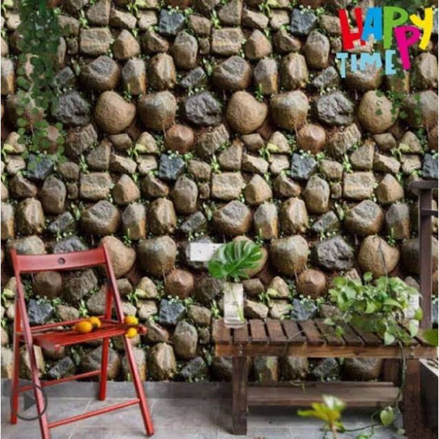 JUAL WALLPAPER STICKER DINDING MURAH LARIS Walpaper Stiker Batu Alam Coklat CY 1137 Walpeper Wolpepe