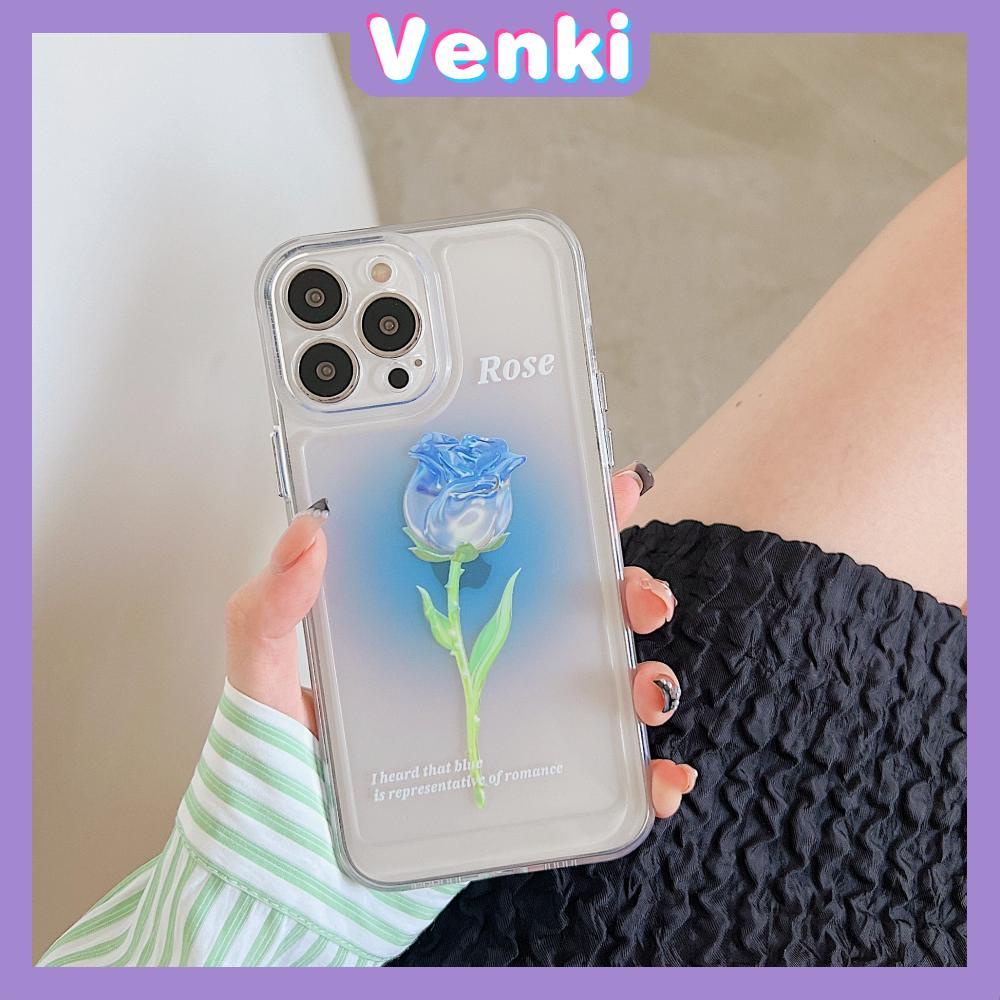 iPhone Case Luxury Silicone Soft Case Clear Case Shockproof Protection Camera Blue Rose Flower Compatible For iPhone 11 iPhone 13 Pro Max iPhone 12 Pro Max iPhone 7Plus iPhone xr