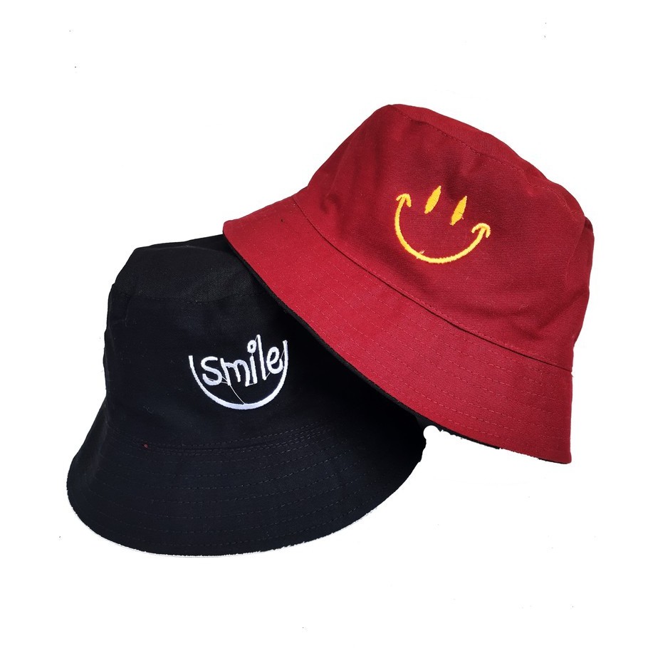 TOPI BUCKET TOPI BUCKET WANITA TOPI BUCKET PRIA TOPI BUCKET BORDIR SMILE TOPI BUCKET REMAJA KOREA