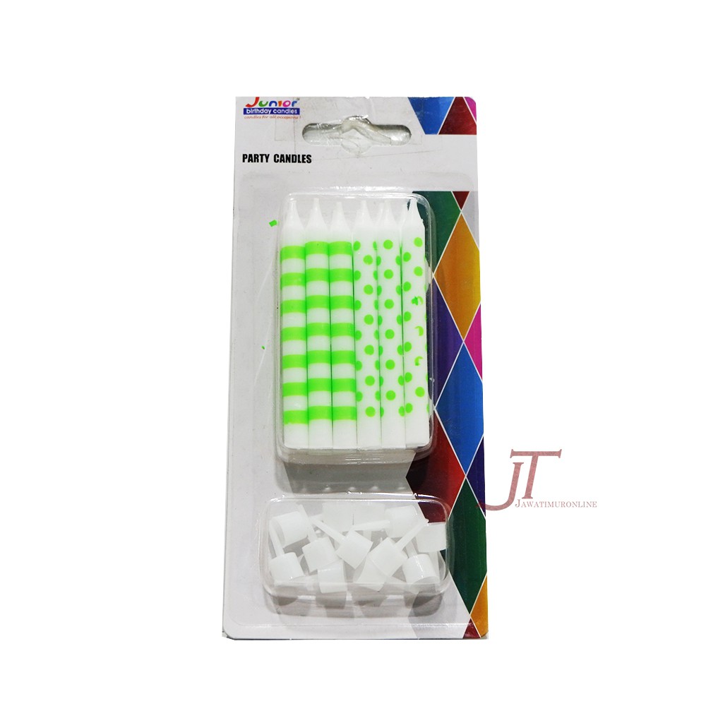 Lilin Ulang Tahun Polkadot Stripe + Dudukan Lilin