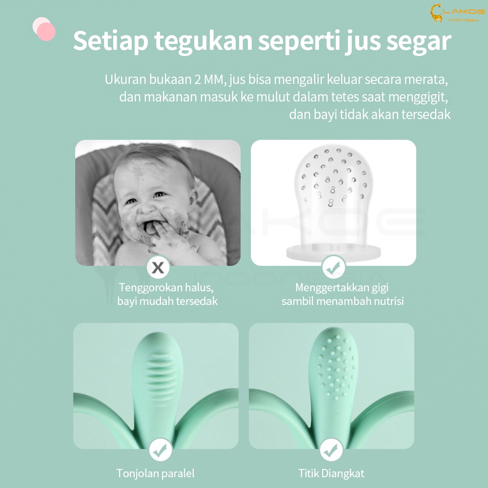 LAKOE Teether + dot buah bayi 2 in 1 empeng bayi Bahan silikon