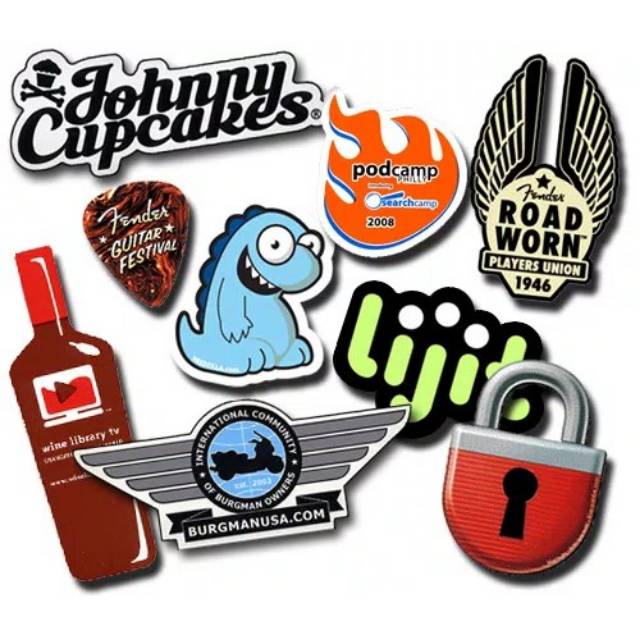 

CETAK STIKER CUSTOM POTONG DIE CUT ATAU SATUAN BAHAN TEBAL SUDAH TERMASUK PRINT DAN CUTTING