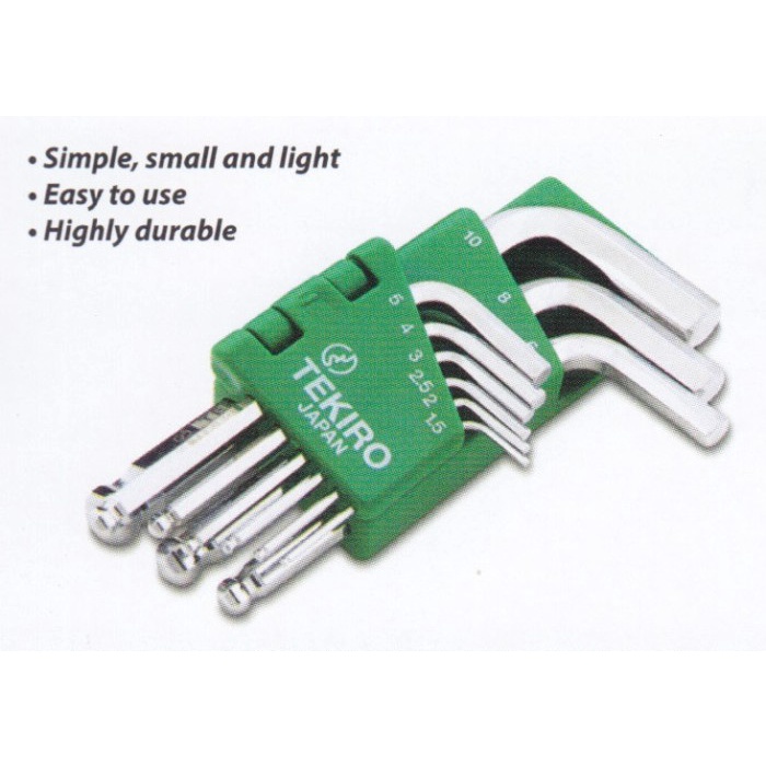 

Kunci L Set 9 Pcs Pendek 1,5-10 Mm Pulpen Tekiro / Ballpoint Hex Key S
