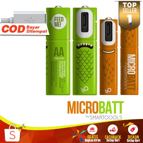 Microbatt Baterai Cas Micro USB 2PCS Batre Isi Ulang Gadged Smartphone Mengurangi Pencemaran