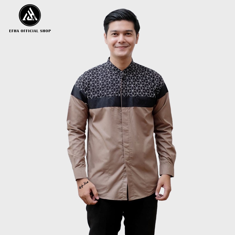 baju koko lengan panjang motif kombinasi batik senpai terbaru best seller