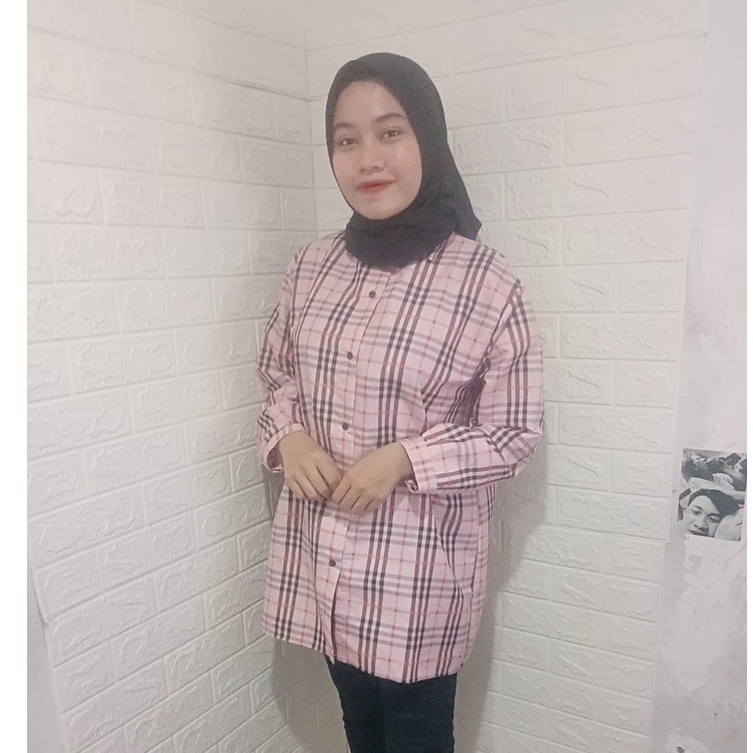 RILLO - KEMEJA TUNIK JUMBO WANITA KATUN MOTIF KOTAK