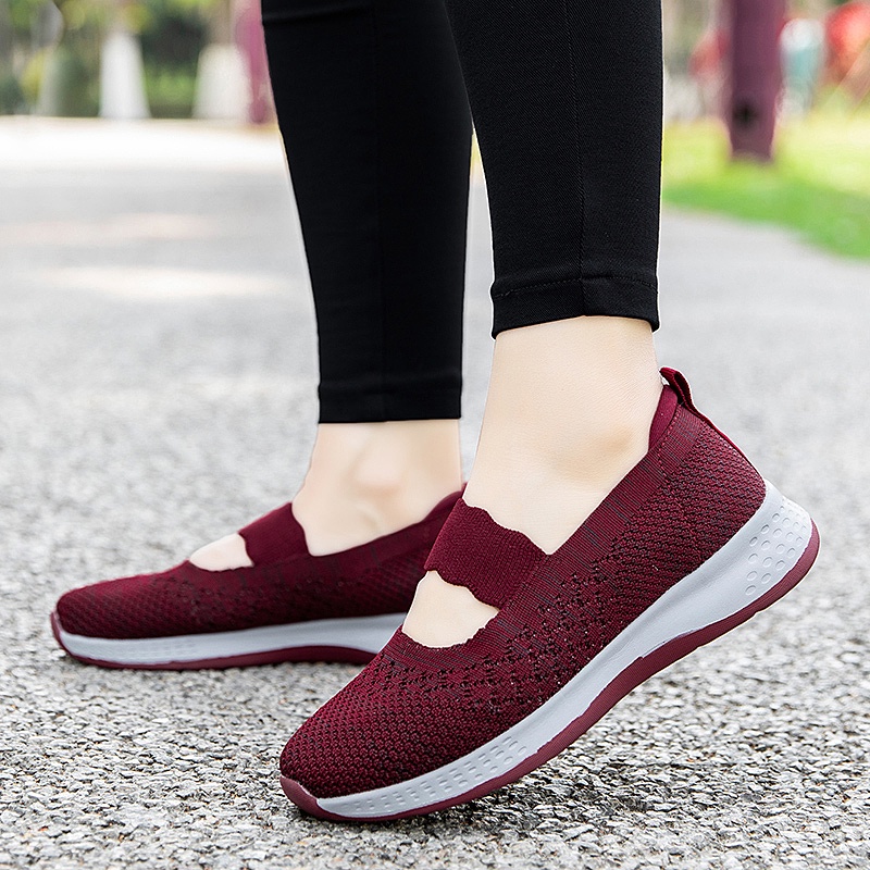 FOKU Sepatu Wanita Santai Sepatu Slip On Wanita Terbaru Sepatu Sneakers Wanita