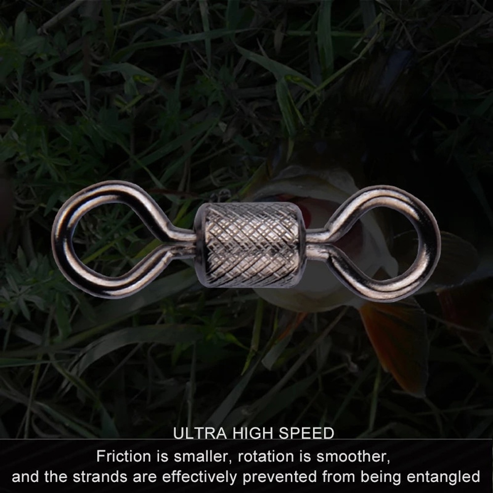 REBUY Fishing Accessories Ball Bearing Swivel 1#~14# Fishing Hook Connector Fishing Swivels Sea Fishing Safety Snap for Carp Stainless Steel 50PCS/Lot Solid Rings Rolling Swivel