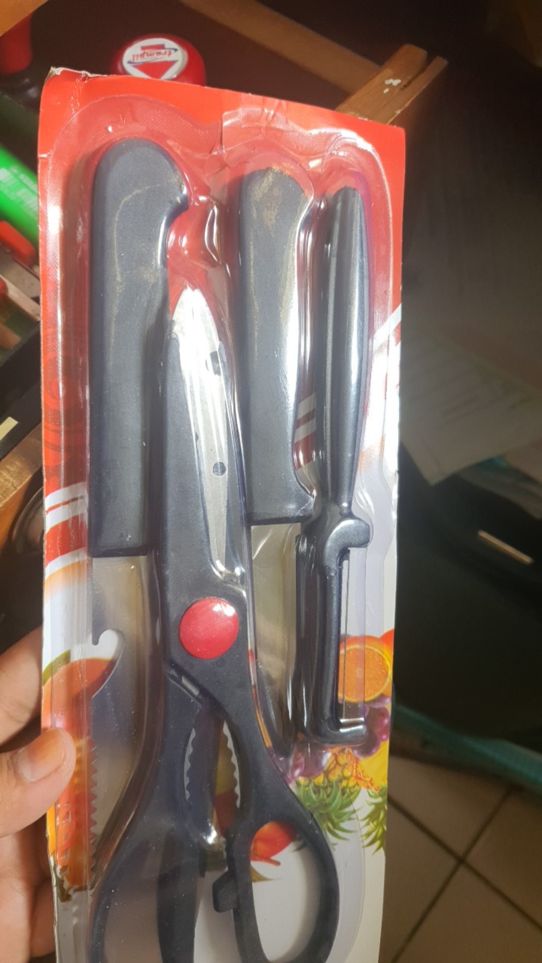 Pisau Set 4in1 - Pisau Daging / Pisau Buah, Pisau Sayur, Peeler, Gunting