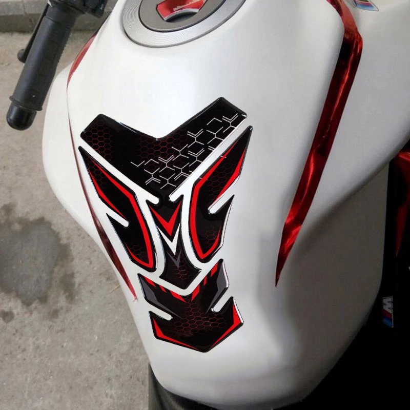 Serat Karbon 5D Sepeda motor Universal Stiker Tutup Tangki Tangki Bahan Bakar Stiker Tutup Gas Stiker Tubuh