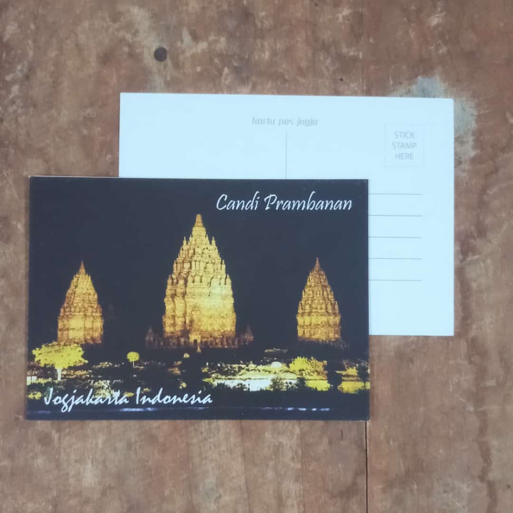

8 LEMBAR KARTU POS JOGJA INDONESIA POSTCARD CANDI PRAMBANAN DI WAKTU MALAM