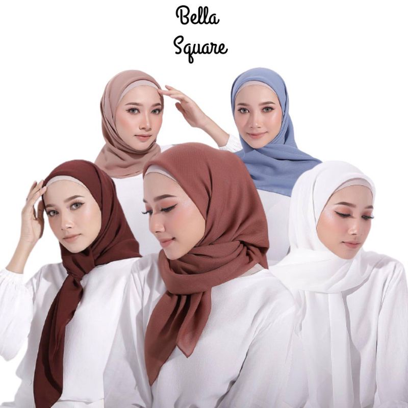 SEGIEMPAT POLYCOTTON BELLA SQUARE / HIJAB BELLA SQUARE TERMURAH / JILBAB BELLA SQUARE