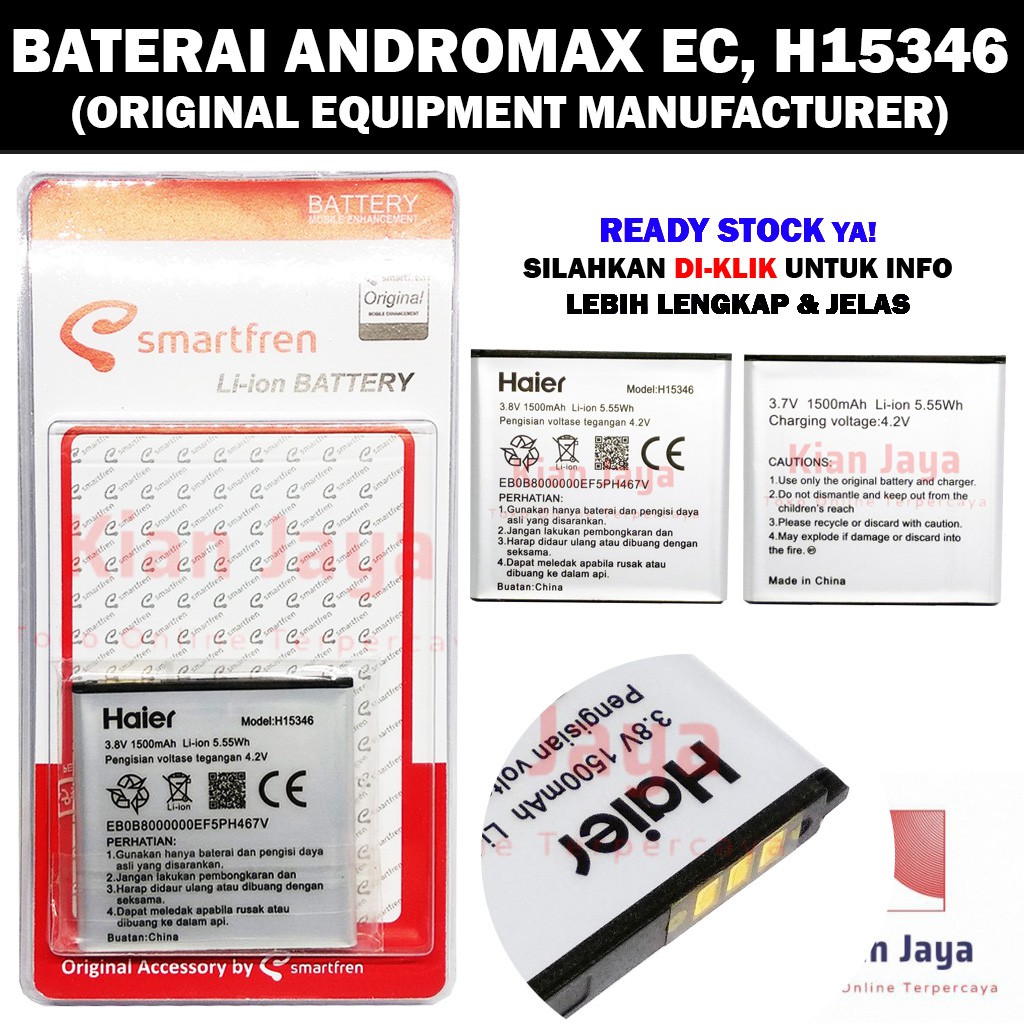 Baterai Handphone Andromax EC 4G LTE H15346 C46B2H Original OEM Batrai Batre Battery