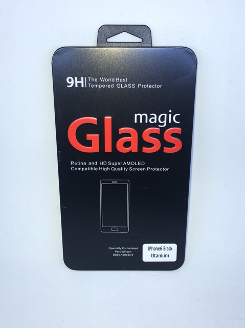 Ip6 / 6s Titanium Alloy Black Premium Tempered glass with metal packaging