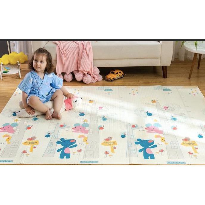 [BAYAR DI TEMPAT] 1 Pcs Karpet / Matras / Playmat Big Lipat  Bayi Merangkak 200X180Cm - FREE TAS