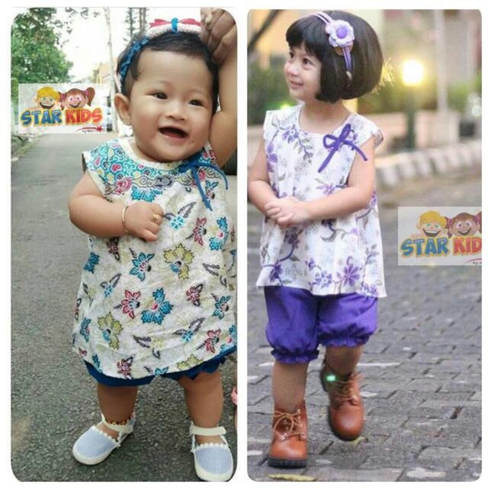 Setelan baju batik + celana anak perempuan