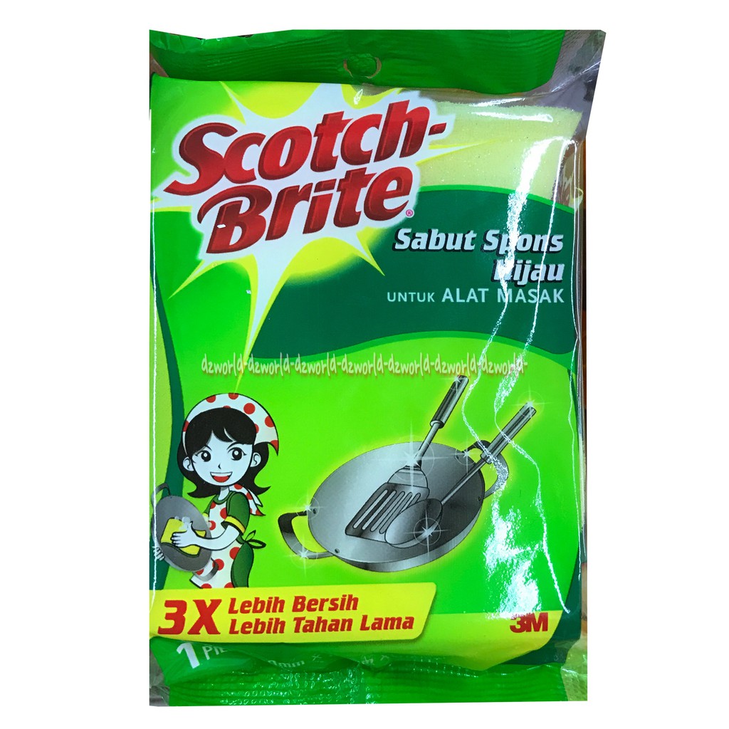 Scotch Brite Sabut Spons Hijau Untuk Alat Masak Untuk Membersihkan Perabotan Rumah