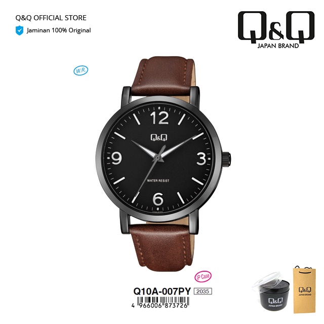 Q&Q QnQ QQ Jam Tangan Arloji Pria Fashion Analog Leather Kulit - Q10 Q10A Water Resist 3 BAR-0