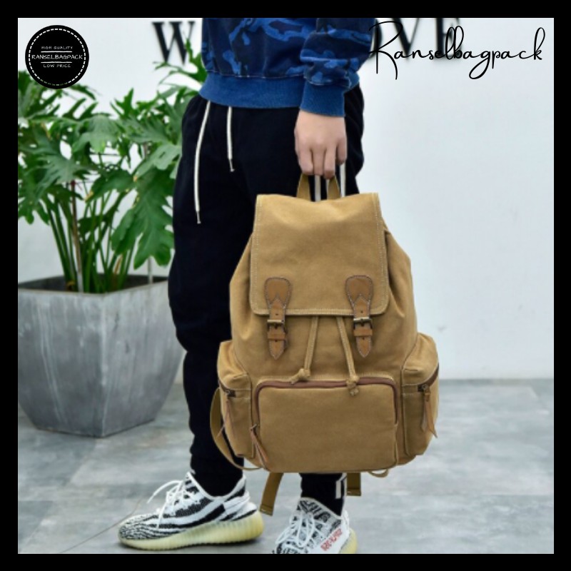 Tas Ransel Backpack Kanvas Laptop 14 Inch Import Murah Terbaru Sekolah Kerja Pria Wanita Cewek Cowok