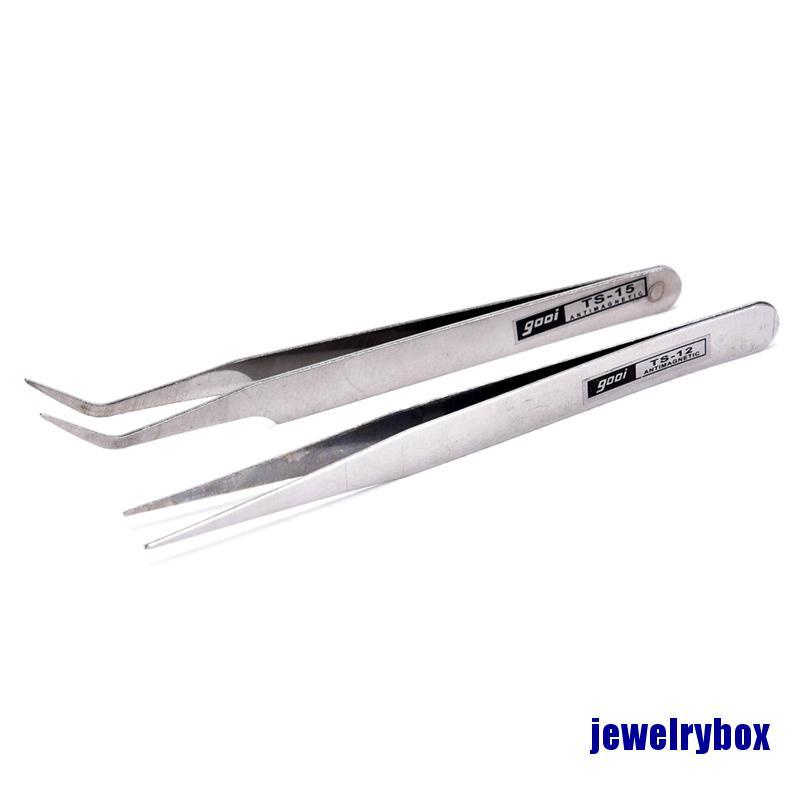 2 Pcs Pinset Bulu Mata Palsu Bahan Stainless Steel Untuk Nail Art