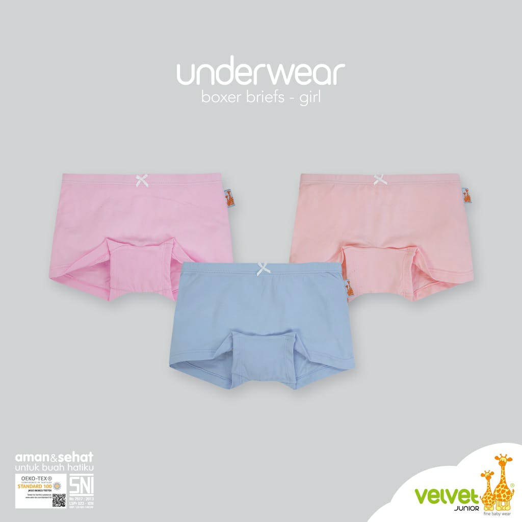 Velvet Junior Boxer Briefs Girl - Celana Dalam Anak Perempuan Mix Motif Random