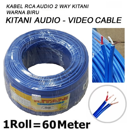 Kabel RCA 2 jalur 2-2 Audio Video KITANI 2R2 2RCA 2 Way 1 Roll 60 Meter Tembaga Murni Audio Speaker Home theater