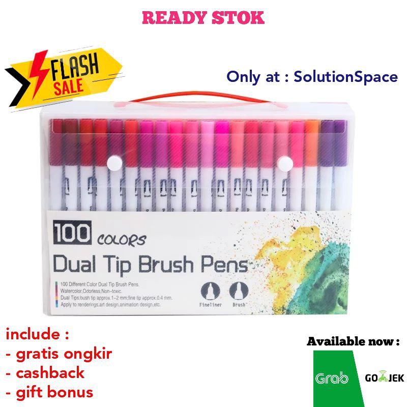 

Brush Pen Marker Dual Tip Isi 100 Pcs Double Head Twin Marker Brush Pen Spidol Menggambar Mewarnai