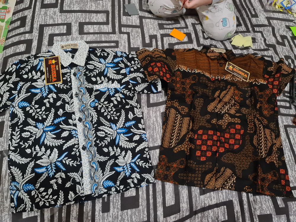 Ruzza Batik Anak Ukuran 0-15 Tahun Kemeja Motif Sekar Jagad Sogan Coklat Baju Laki-laki
