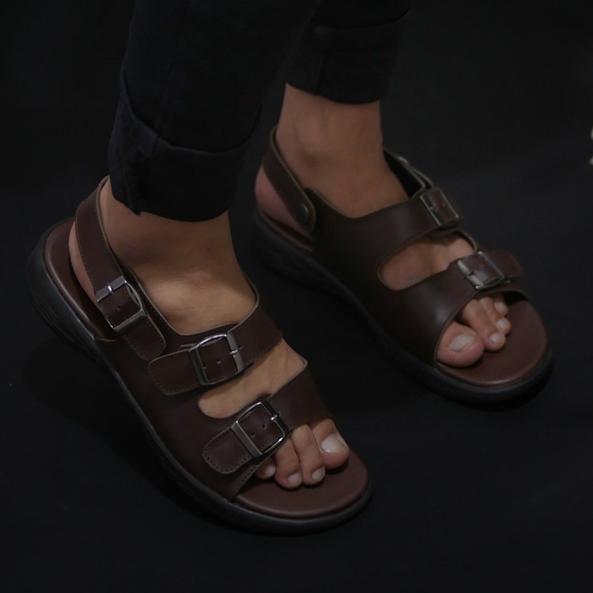 Mozza 02 Brown | Sendal Slide Kulit Original Santai Kasual Pria Ori Sandal Footwear | FORIND Greata