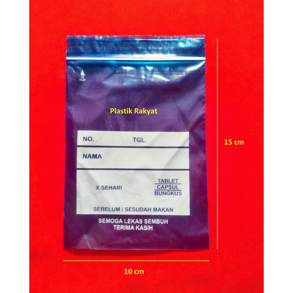 Klip Obat 15x10 Biru (isi 1.000 lembar) / Klip Plastik 15x10 / Plastik Obat 15x10