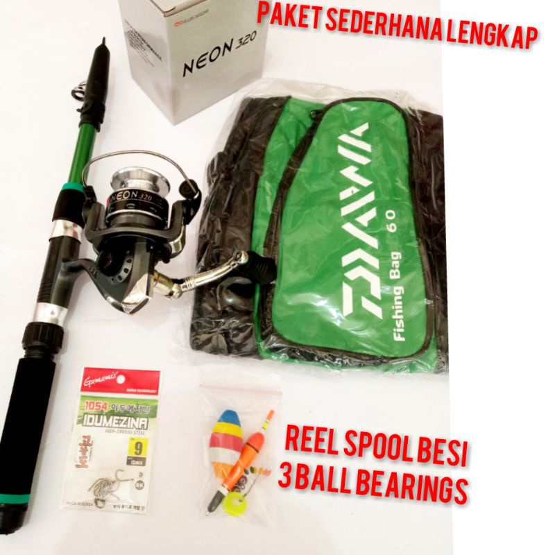 PAKET KHUSUS LENGKAP, JORAN 150CM + REEL 3BB, SPOOL BESI + TAS PANCING 60CM+Senar (ZAINAL MAKASSAR)