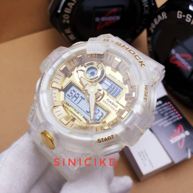 Jam tangan Casio G Shock GA 700 Gold Transparan