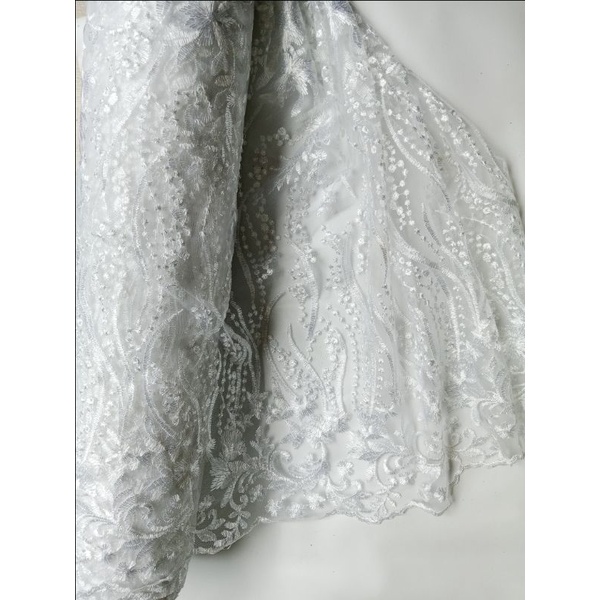 Kain Brokat Brukat Tile Prancis Bahan Kebaya Modern Motif Bunga