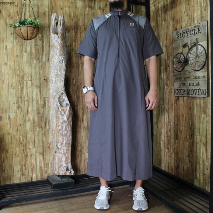 jubah dubai lengan pendek gamis pria Al Amwa