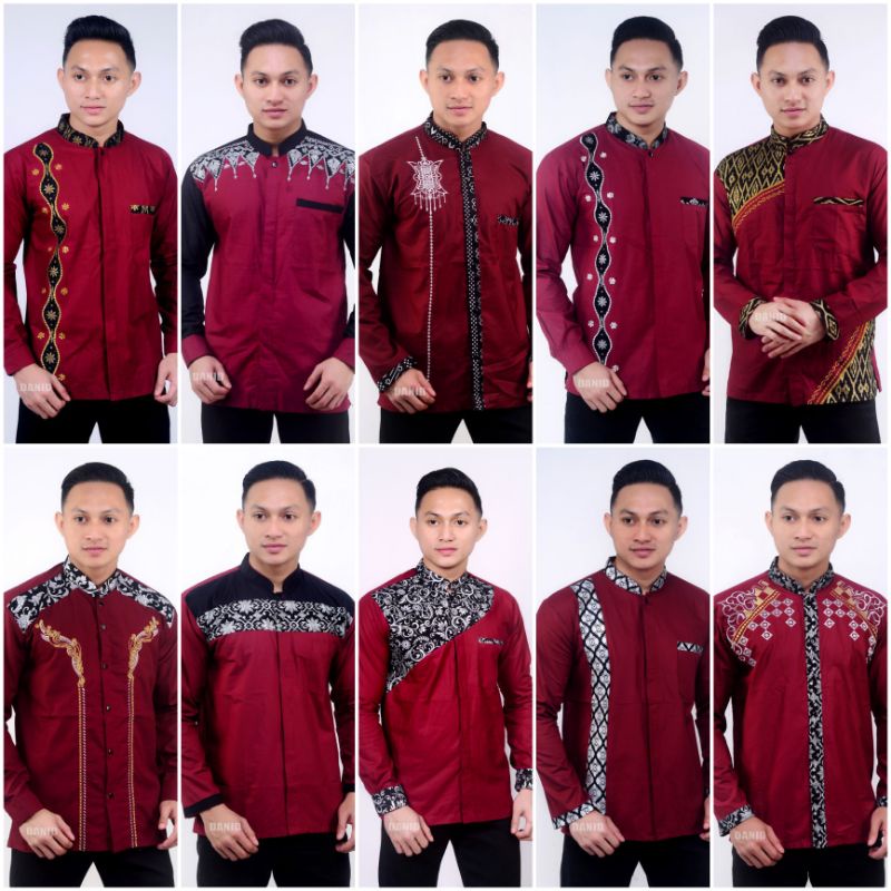 KOKO BATIK LENGAN PANJANG WARNA MERAH MARUN MAROON / KEMKO BATIK