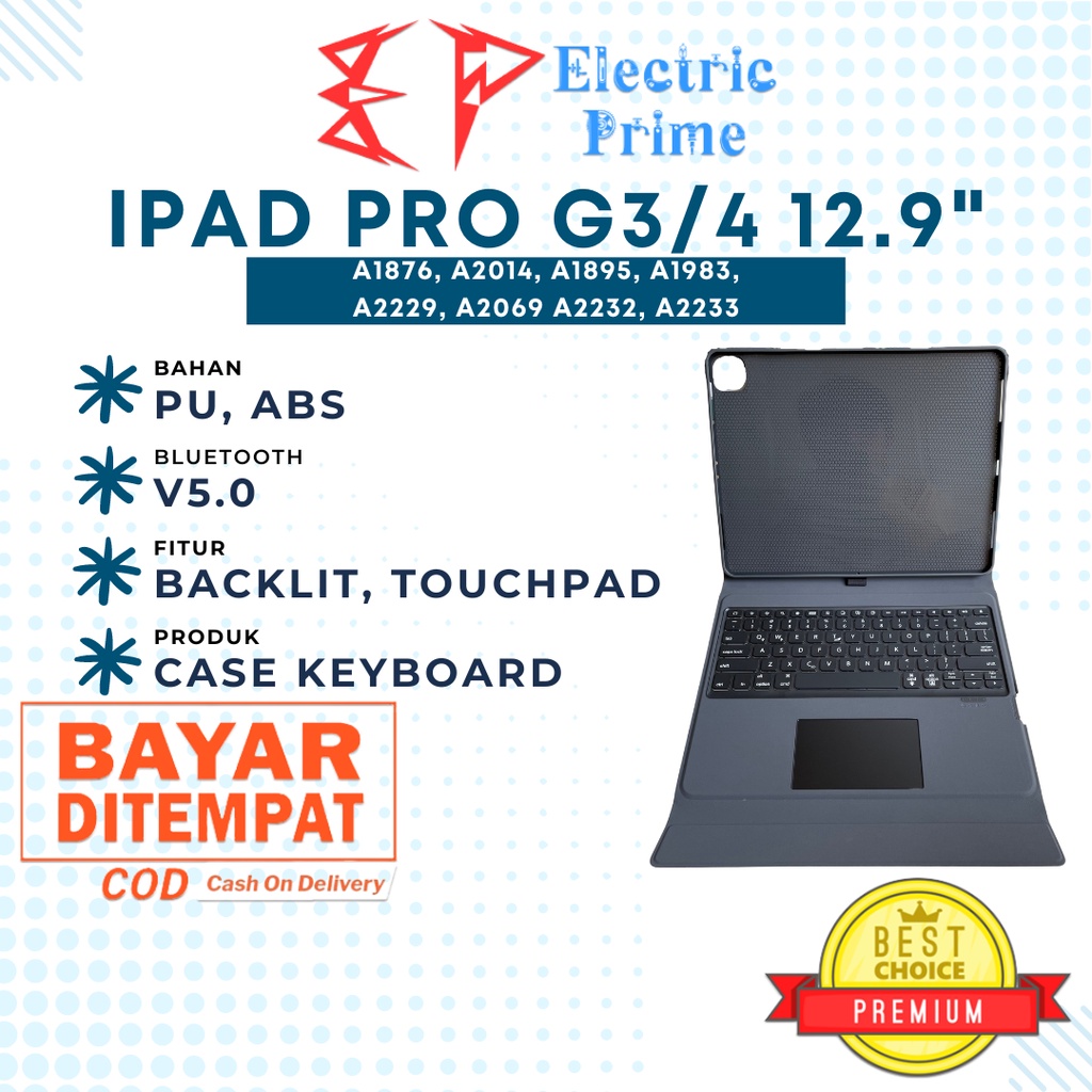 Case Keyboard iPad Pro Gen 4th 12.9 inch 2020 Touchpad TRIPLEDI Bluetooth Casing Leather Flip Cover